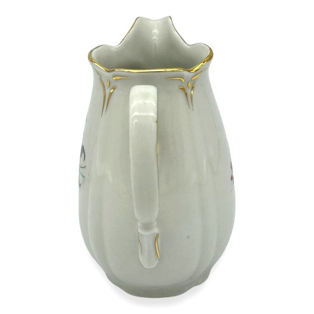 VTG Porcelain Creamer‎ Germany US Zone Double Side Floral Designs Gold Trim 4.5" - Picture 3 of 11